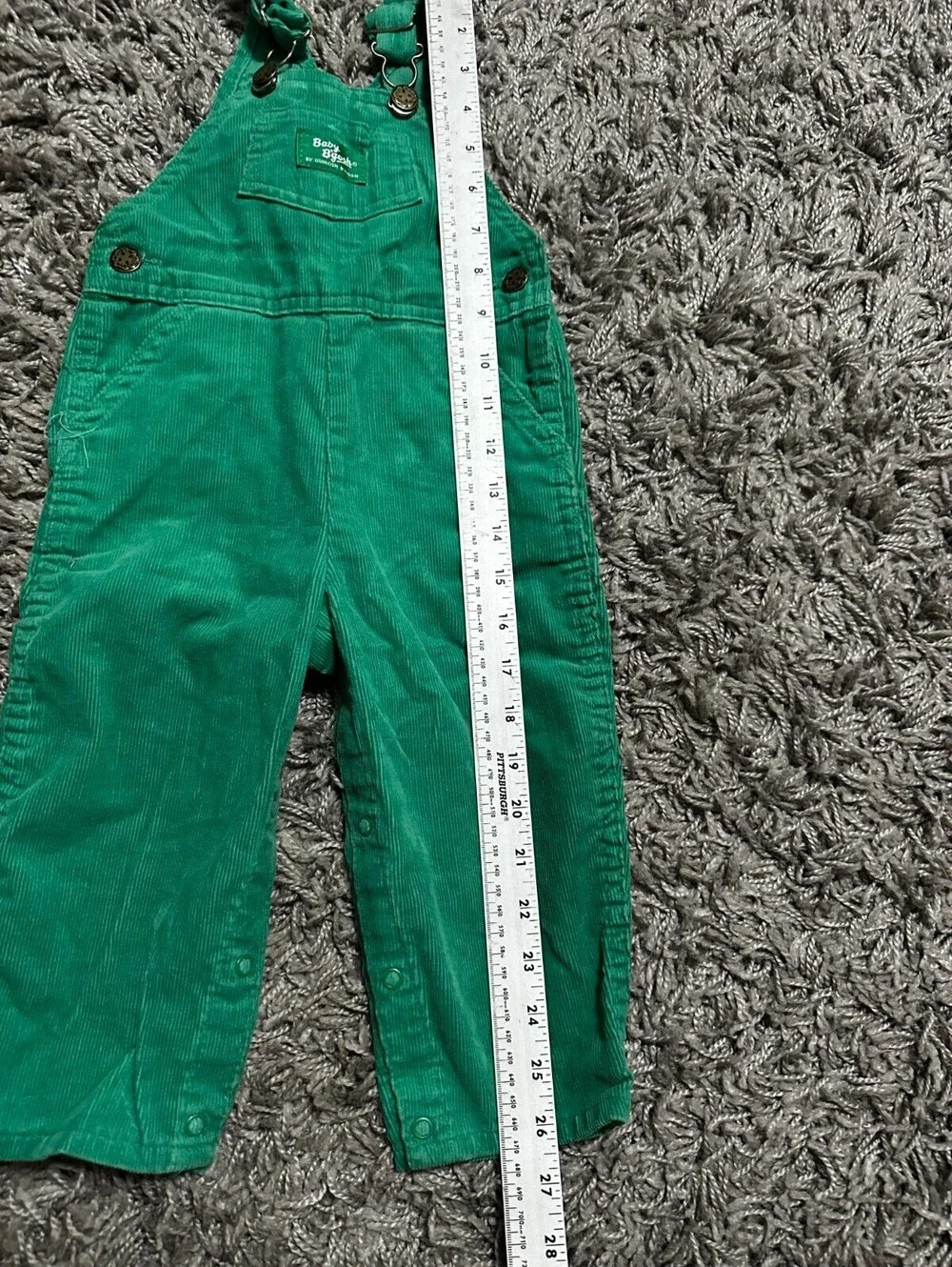 Vtg Baby Bgosh Oshkosh  USA Paper Tag Green Corduroy Overalls Sz 24M